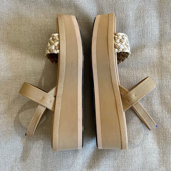 NWOB Rothy’s The Lightweight Wedge Sandal Beach Sand Woven, size 9.5 - Picture 5 of 9